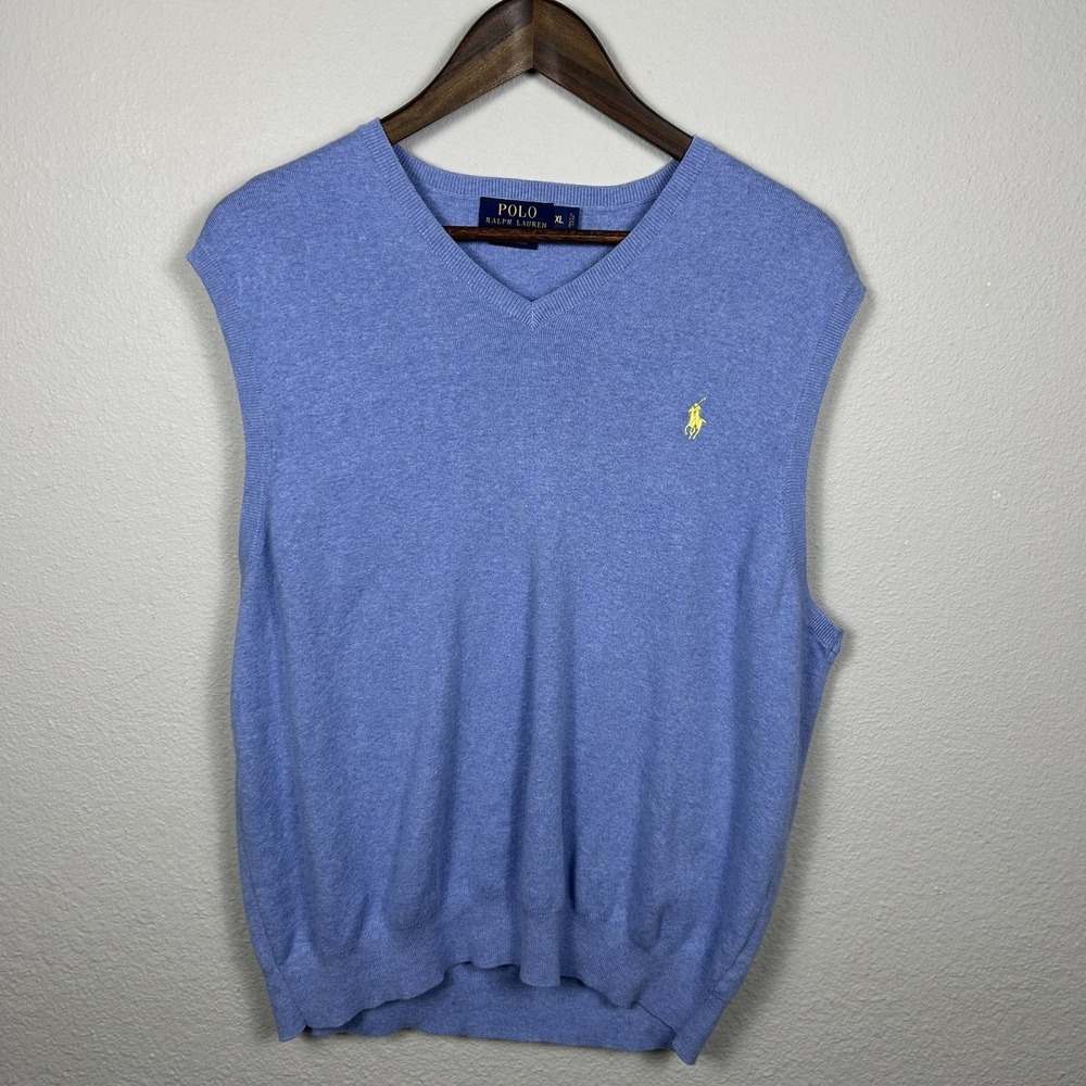 Polo Ralph Lauren Vest Men's XL Light Blue Preppy Fall  Winter Modern